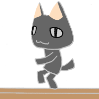 壁の上をひょいっと渡るクロさん